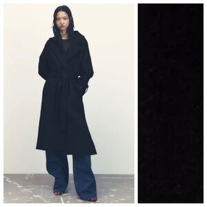 NWT. Zara Black Wool Blend Belted Coat. Size XL.